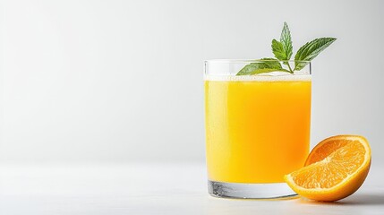 Refreshing Orange Juice with Mint Garnish