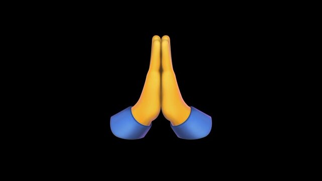 Forgiveness hand emoji. 3d hand gesture pray animated 