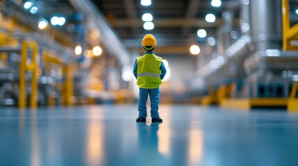 Fototapeta premium worker in safety vest standing in warehouse