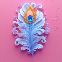 Obraz premium Vibrant Peacock Feather Artwork, 3D Illustration