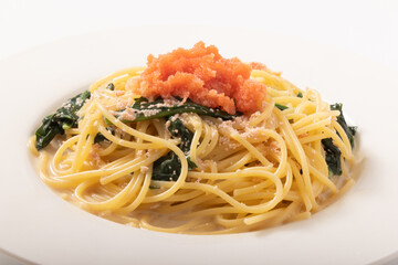 明太子とほうれん草の豆乳クリームパスタ