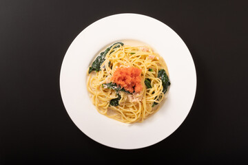 明太子とほうれん草の豆乳クリームパスタ