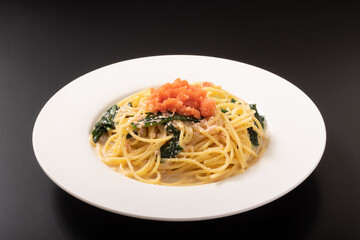 明太子とほうれん草の豆乳クリームパスタ