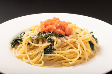 明太子とほうれん草の豆乳クリームパスタ