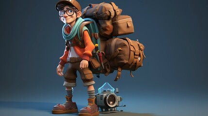 A photo of a 3D character carrying a duffel bag