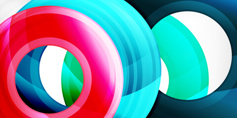 Fototapeta premium Bright colorful circles with light effects. Abstract background