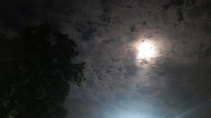 moon covered with clouds night vision cloudy sky