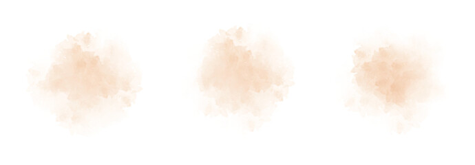 Watercolor splash. Set of orange watercolor splashes on a white background. Light orange watercolor texture. Watercolor splatter stains artistic vector used as an element in the decorative design.