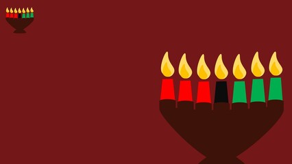 Happy Kwanzaa background illustration with copy space and seven candles