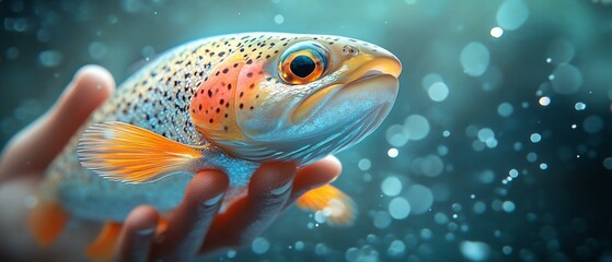 Touching a Peacock Cichlid Fish, Care and Handling