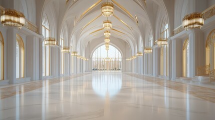 Fototapeta premium Elegant and luxurious palace interior with ornate chandeliers