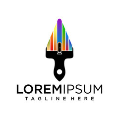 canvas paint brush logo with home style concept realizing beauty through color