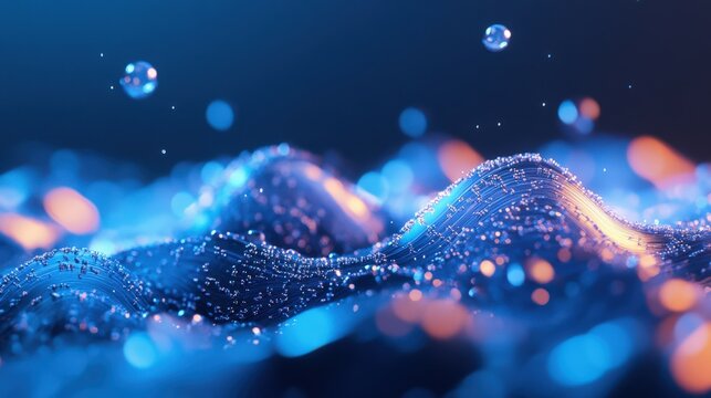 Glowing Particles Flowing in Waves