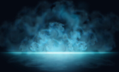 Mystical Blue Fog Over Water