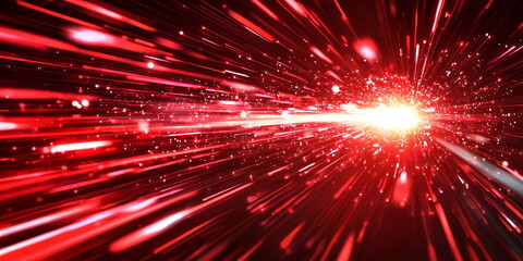 Obraz premium Light speed, hyperspace, space warp background. colorful streaks of light gathering towards the event horizon. Generative AI based. 