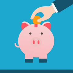 Piggy Bank with Coin - Savings and Finance Concept Illustration
