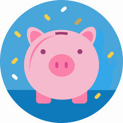Piggy Bank with Coin - Savings and Finance Concept Illustration