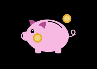 Piggy Bank with Coin - Savings and Finance Concept Illustration
