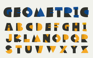 set of English alphabet from geometric capital letters. paper texture letters.
