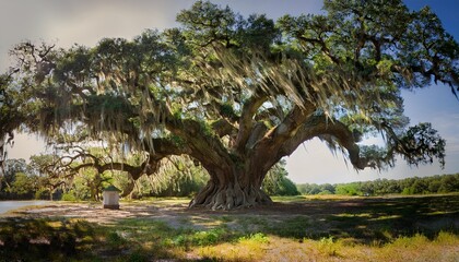 Fototapeta premium old southern live oak tree near charleston south carolina with a touch of angelic charm