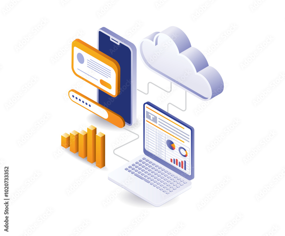 Wall mural smartphone data analyst computer cloud server