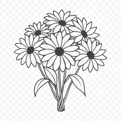 Floral Bunch Featuring Beautiful Rudbeckia Line Art Vector Design