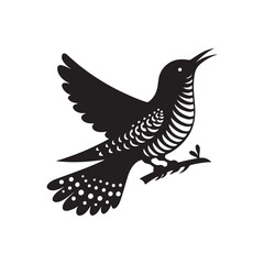 Obraz premium a cuckoo bird silhouette vector illustration on white background