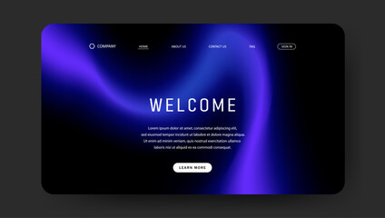 Abstract wave futuristic design of landing page. retro gradient mesh website design
