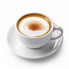 Obraz premium white cup of coffee cappuccino isolated on white background with clipping path