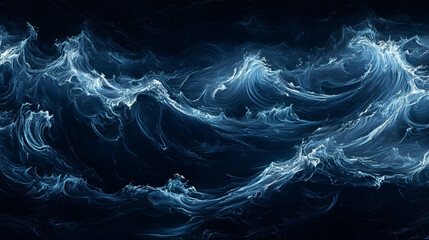 Fototapeta premium Dark Blue Ocean Waves: A dramatic image of dark blue ocean waves, highlighting the powerful and turbulent nature of the sea.