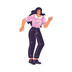 Dancing Woman Character in Rhythmic Movement Pose Vector Illustration