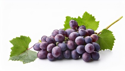 Fototapeta premium ripe grapes with leaves on white background