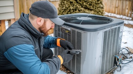 HVAC Technician Working on an AC Unit