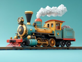 Naklejka premium Illustration of Vintage Steam Locomotive