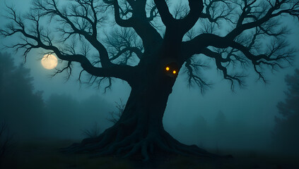 Fototapeta premium Ancient Terror: The Enchanted Woodland Tree