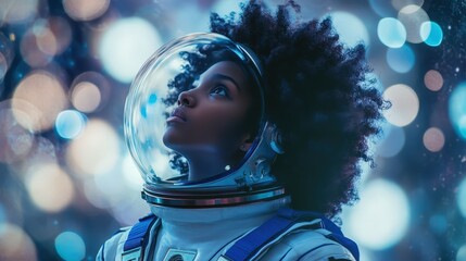 astronaut looking up in wonder
