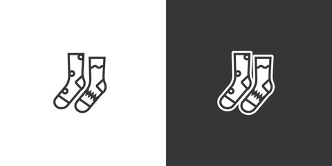 Warm socks on black and white background. Original vector illustration in vintage style.