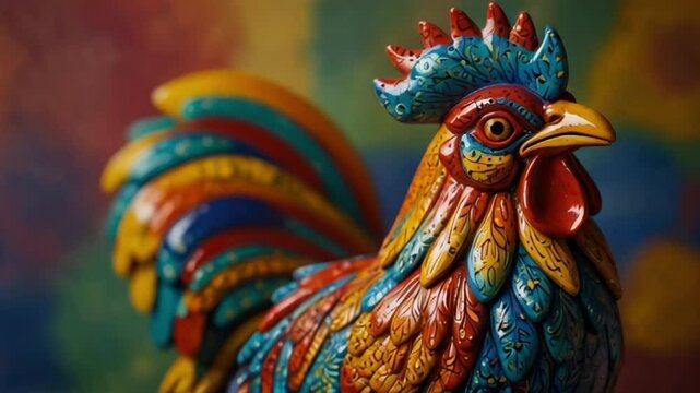 close up of a wooden rooster