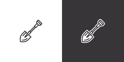 Camping shovel on white and black background. Original vector illustration in vintage style. © artmarsa