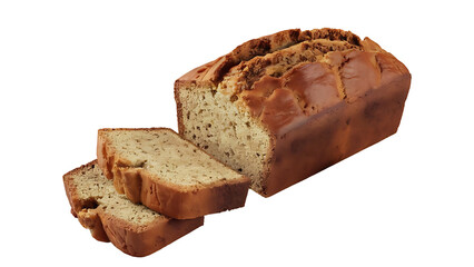 loaf of  banana bread isolated on transparent background