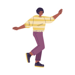 Dancing Man Character in Rhythmic Movement Pose Vector Illustration