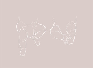 Hand drawn art for children's room. Newborn poster. Art for print. Baby in the drawing. Children in diapers, pampers. 