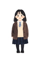 Cute Hand-drawn School Girl Illustration