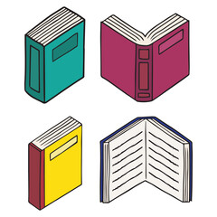 Containing book icon vector set 