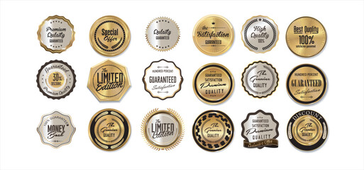 Luxury premium golden badges and labels, Luxury premium golden labels collection, vector illustration