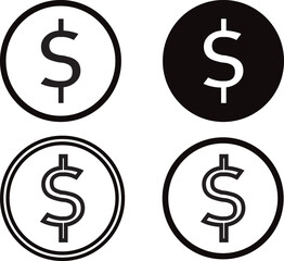 simple abstract black color dollar icon set