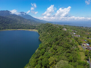 Obraz premium Aerial view of Tamblingan Lake, Bali, Indonesia