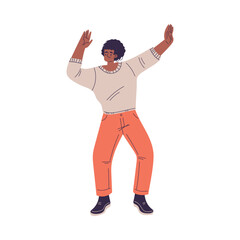 Dancing Man Character in Rhythmic Movement Pose Vector Illustration