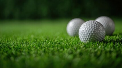 Fototapeta premium Golf Balls on Green Grass