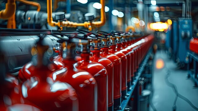 Production of Fire extinguishers at the factory, modern technologies 